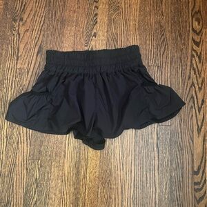 Free People Black Ruffle Hem Shorts